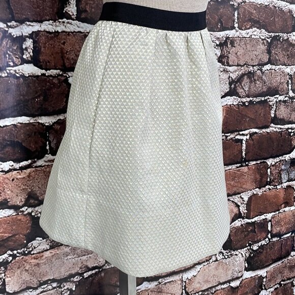 Anthropologie Ganni Mini Skirt Programme Triangle Pockets Gray Gold Medium M - Picture 6 of 14